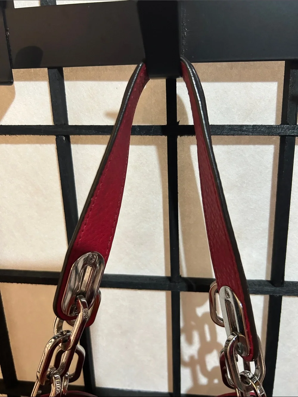 Michael Kors Pink-Red Pebbled Leather Shoulder Bag with Silver Hardware